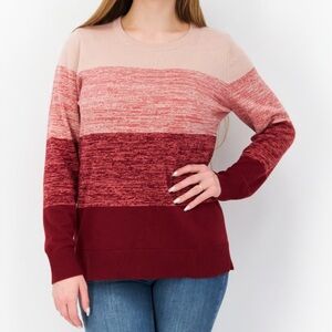 Women’s Crewneck Colorblock Sweater - Pink & Burgundy